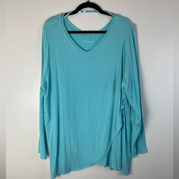 Soft Surroundings Modal Stretch Jersey Long Sleeve Tunic Light blue Top plus 2X - Picture 1 of 13